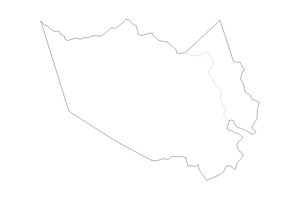 Outline map of Harris County, Texas with subdivision borders and rivers.