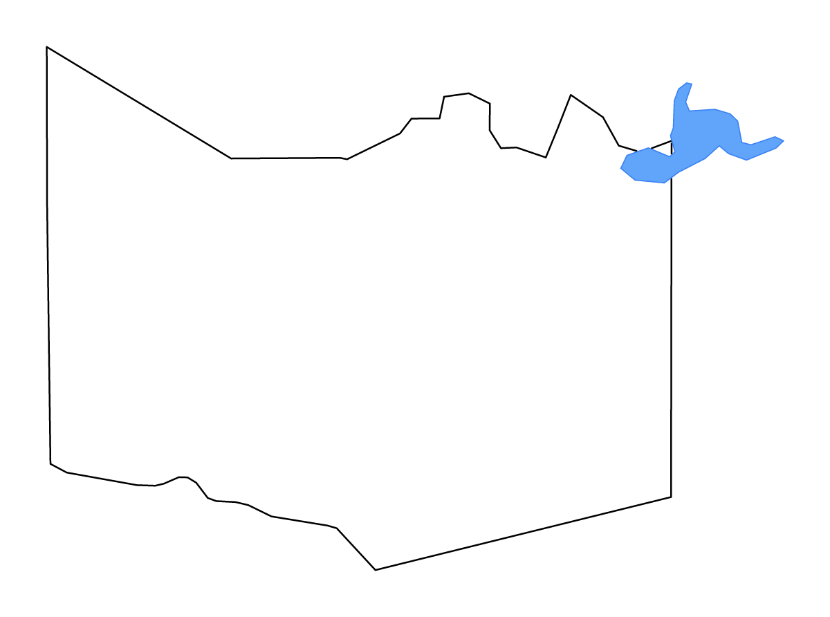 Mapa de contorno de Harrison, Texas con lagos y ríos.
