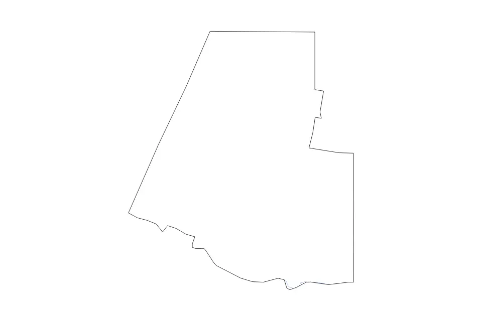 Outline map of Hidalgo County, Texas with subdivision borders and rivers.