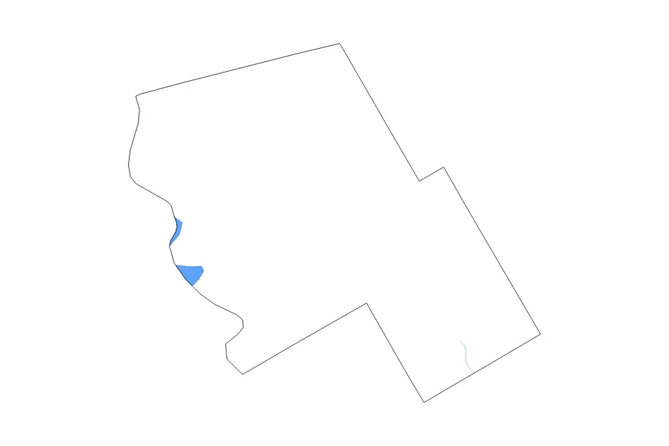 Outline map of Hill County, Texas with subdivision borders and major lakes and rivers.