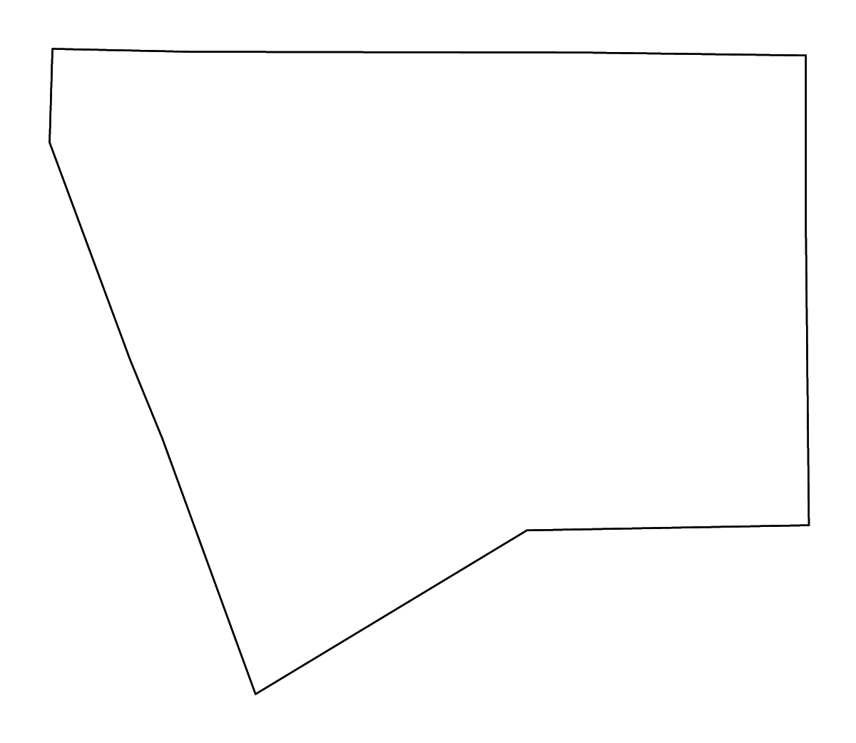 Outline map of Hood County, Texas with rivers.
