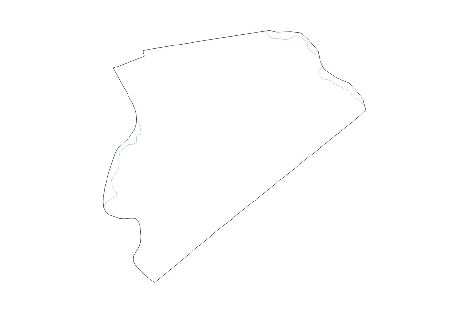 Outline map of Houston County, Texas with subdivision borders and rivers.