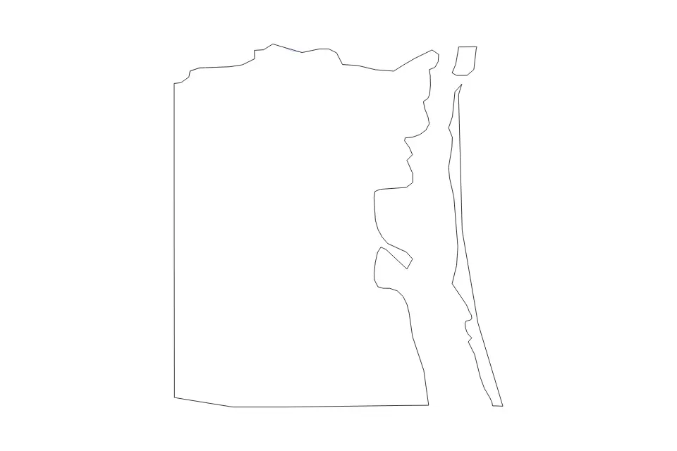 Outline map of Kenedy County, Texas with subdivision borders and rivers.