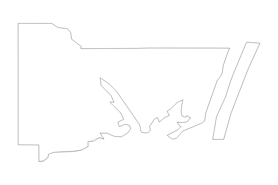 Outline map of Kleberg County, Texas with subdivision borders and rivers.