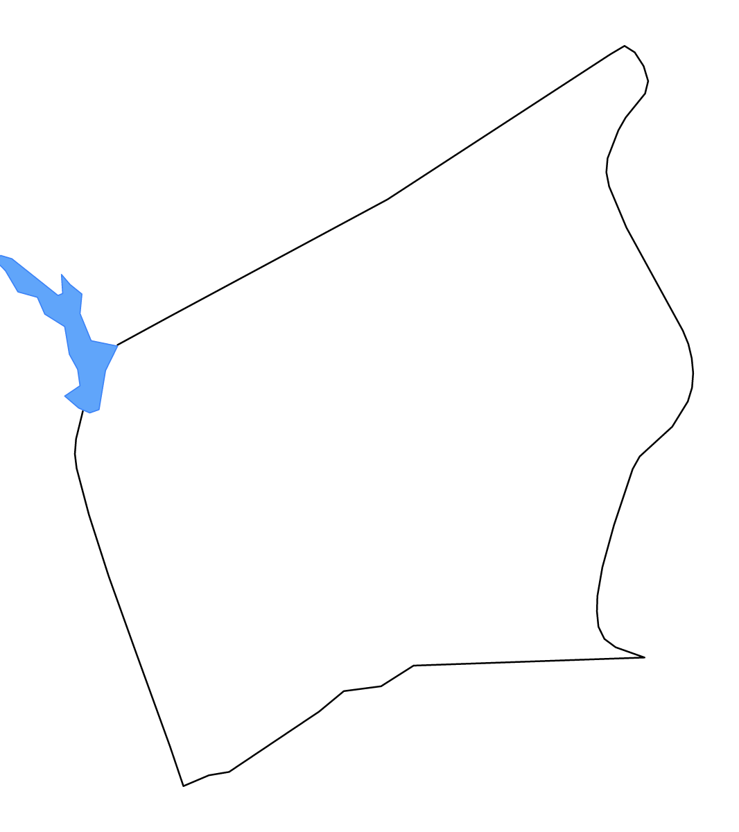 Outline map of Leon County, Texas with lakes and rivers.
