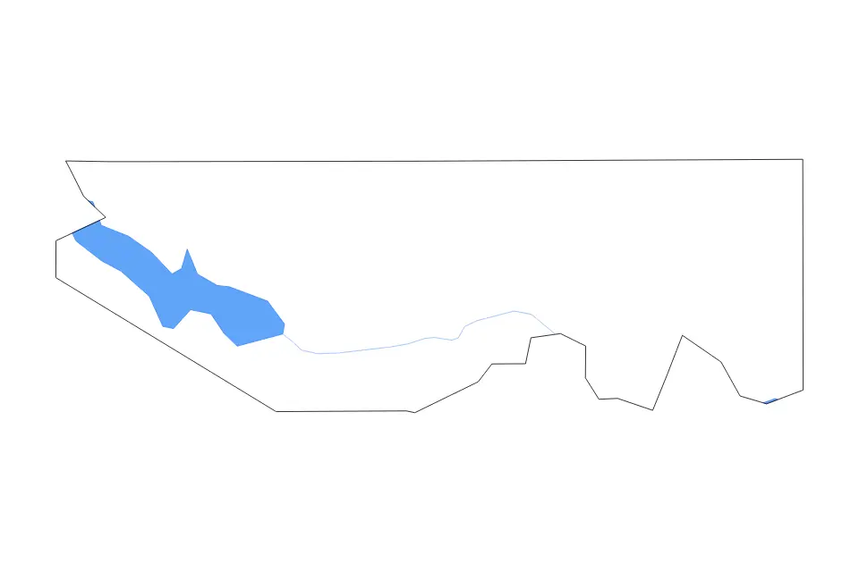 Outline map of Marion County, Texas with subdivision borders and major lakes and rivers.