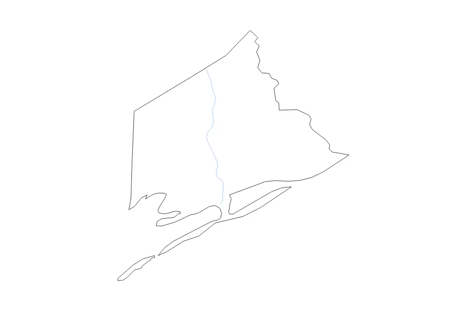Outline map of Matagorda County, Texas with subdivision borders and rivers.