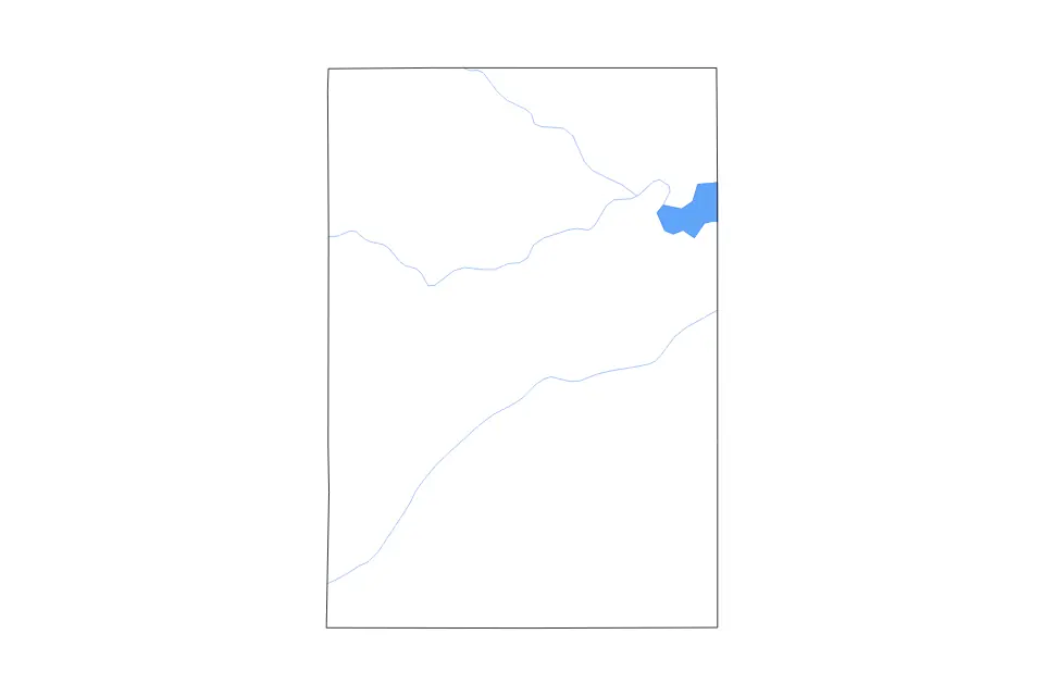 Outline map of McMullen County, Texas with subdivision borders and major lakes and rivers.