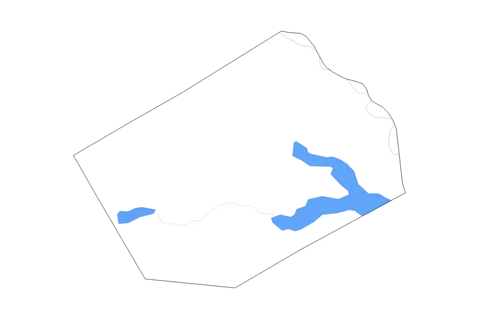 Outline map of Navarro County, Texas with subdivision borders and major lakes and rivers.