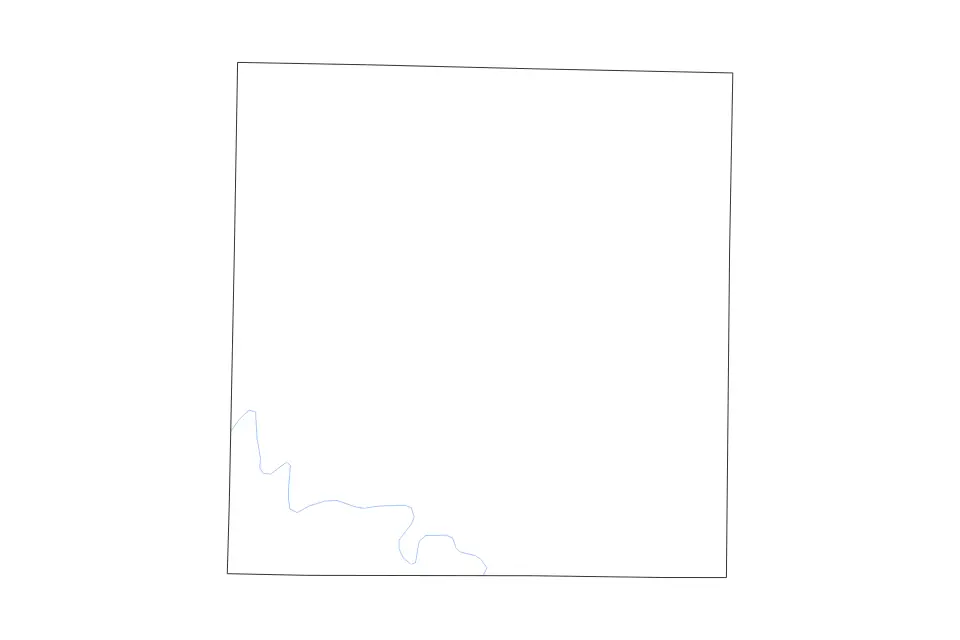 Outline map of Parker County, Texas with subdivision borders and rivers.
