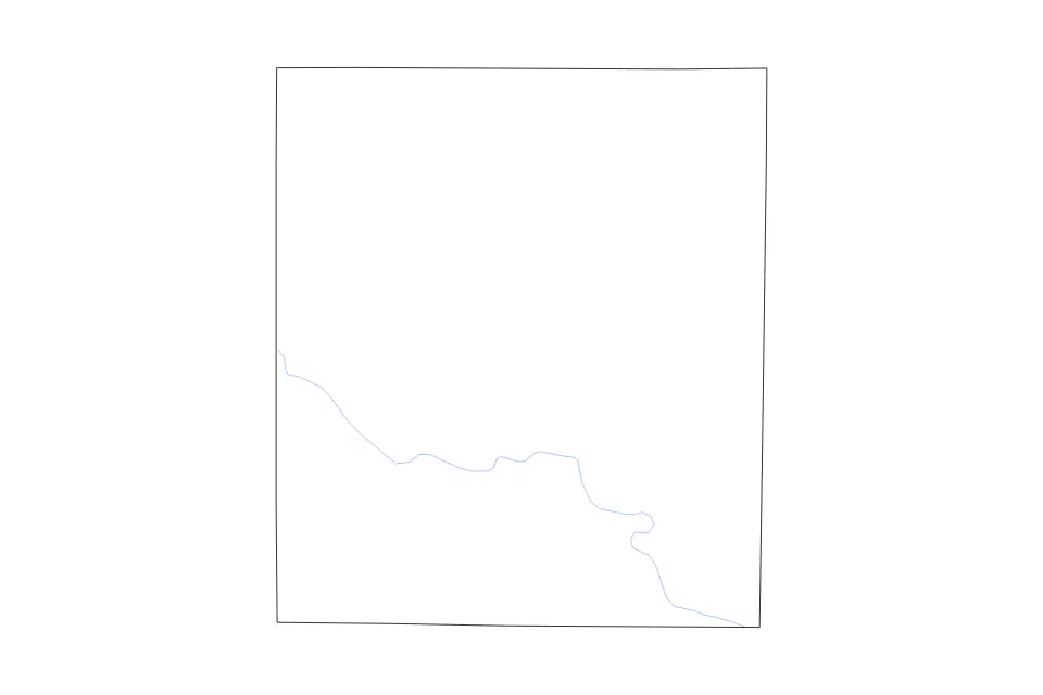 Outline map of Runnels County, Texas with subdivision borders and rivers.