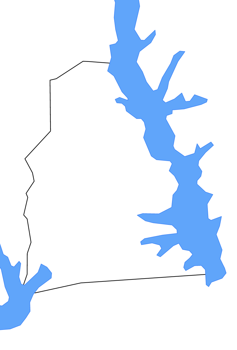 Mapa de contorno de Sabine, Texas con lagos.