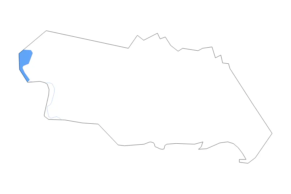 Outline map of San Patricio County, Texas with subdivision borders and major lakes and rivers.