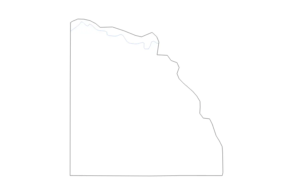 Outline map of San Saba County, Texas with subdivision borders and rivers.