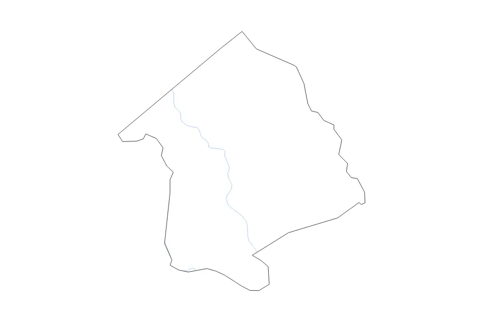 Outline map of Victoria County, Texas with subdivision borders and rivers.