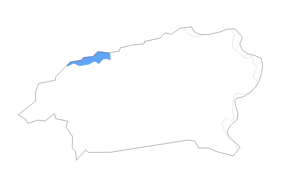 Outline map of Washington County, Texas with subdivision borders and major lakes and rivers.