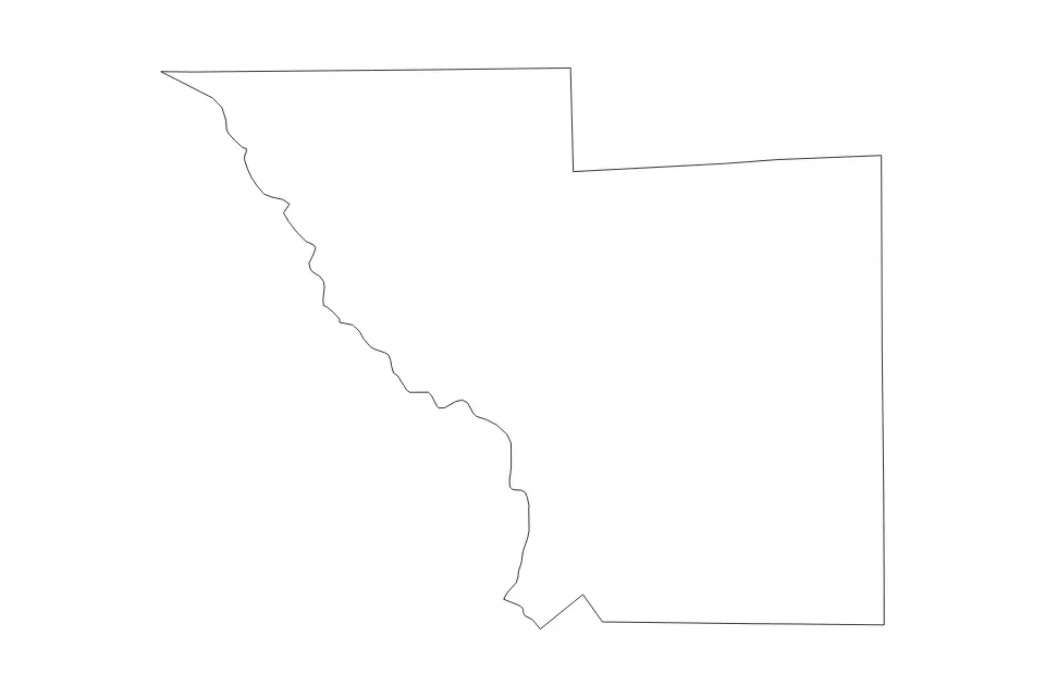 Outline map of Webb County, Texas with subdivision borders.