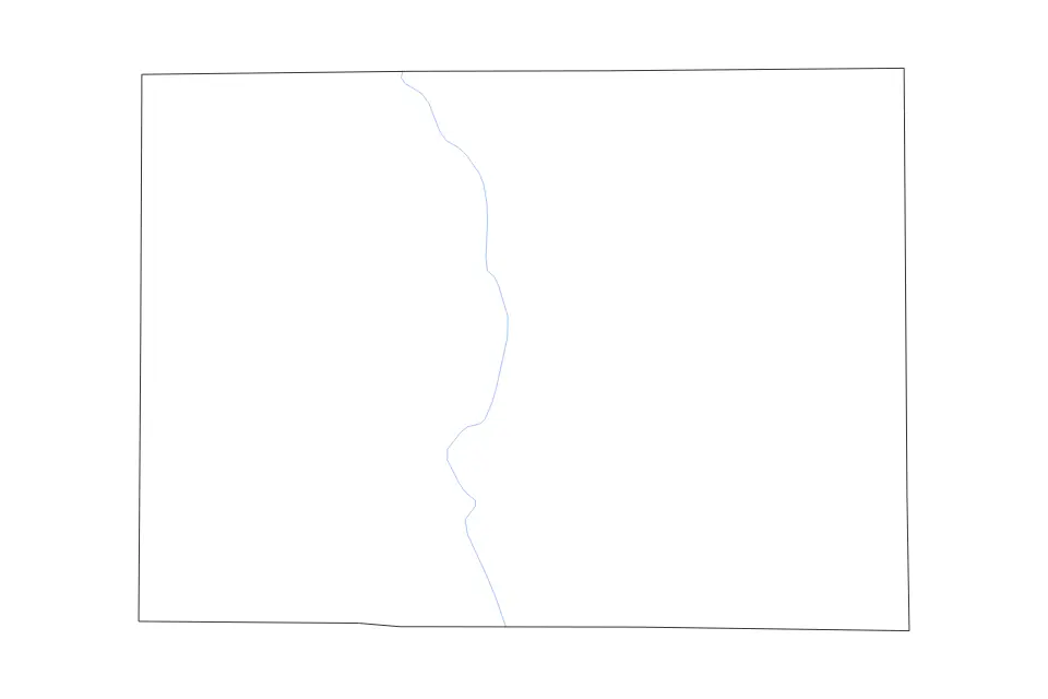 Outline map of Zavala County, Texas with subdivision borders and rivers.