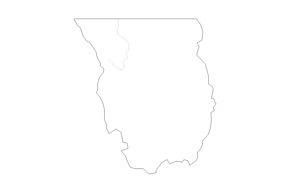 Outline map of Cache County, Utah with subdivision borders and rivers.