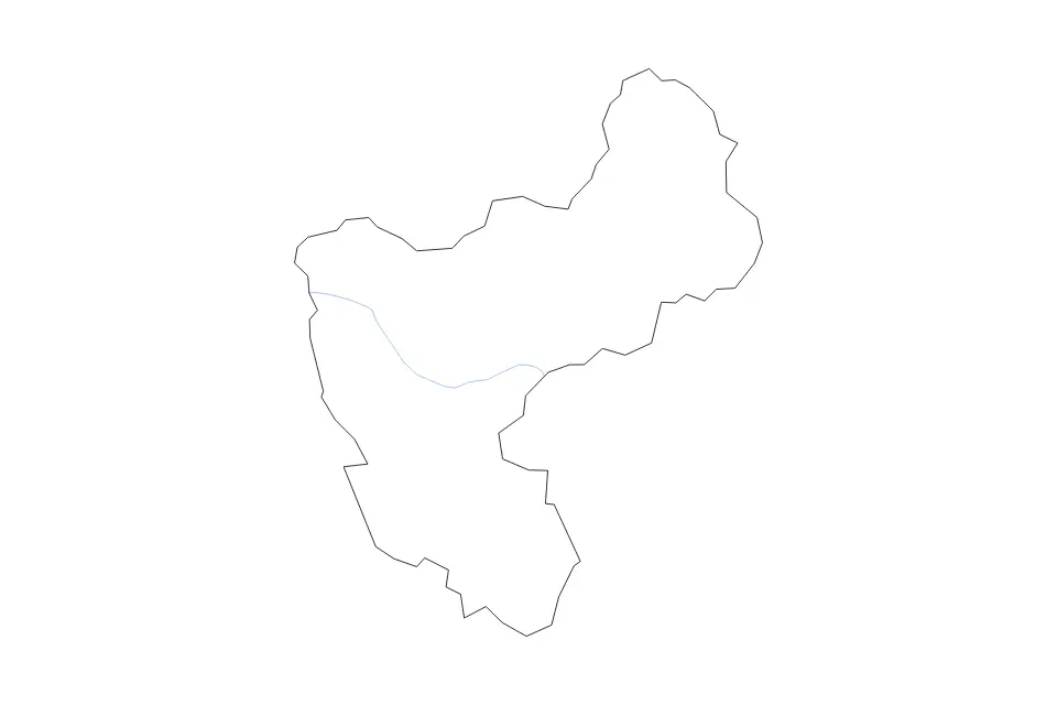 Outline map of Morgan County, Utah with subdivision borders and rivers.
