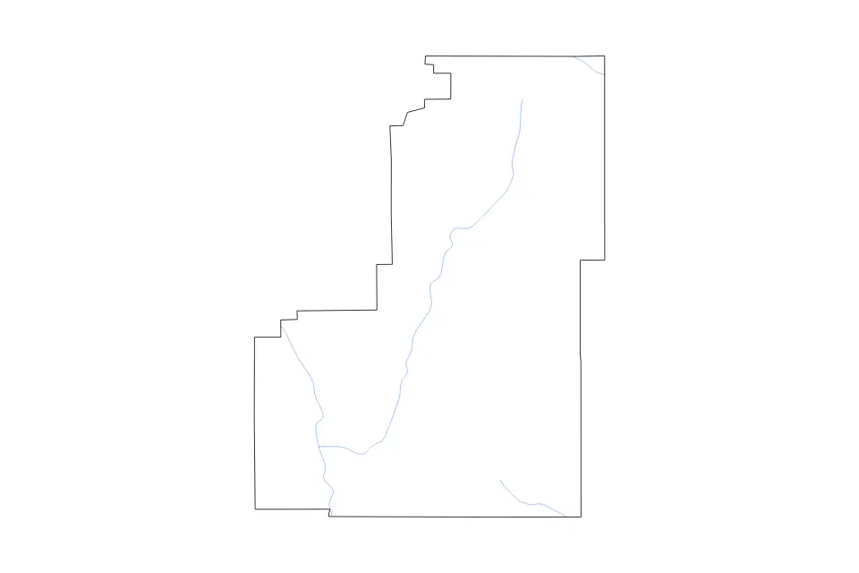 Carte de Sanpete, Utah de type contour et rivières pour Amérique du Nord, montrant contour et rivières avec des limites nettes.