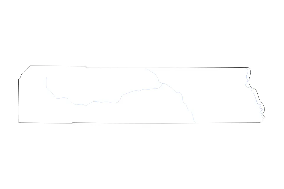Outline map of Wayne County, Utah with subdivision borders and rivers.