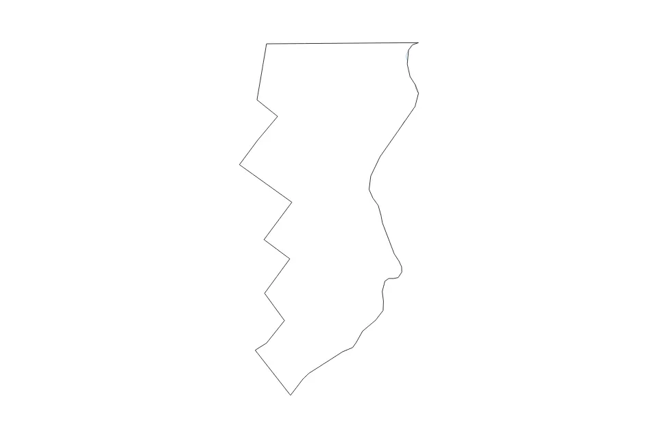 Outline map of Essex County, Vermont with subdivision borders and rivers.