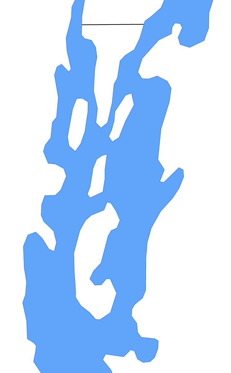 Mapa de contorno de Grand Isle, Vermont con lagos.