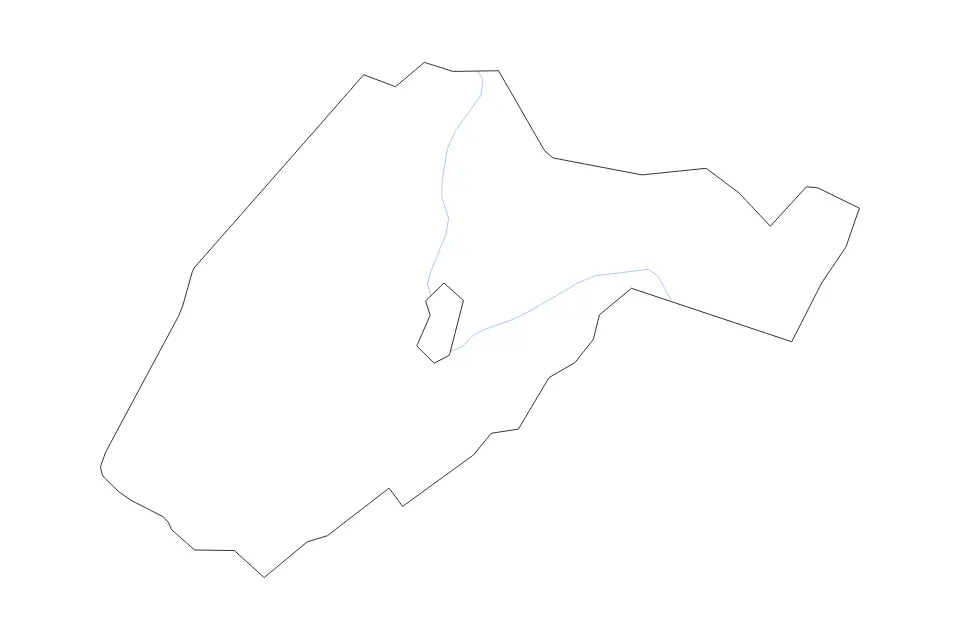 Outline map of Alleghany County, Virginia with subdivision borders and rivers.