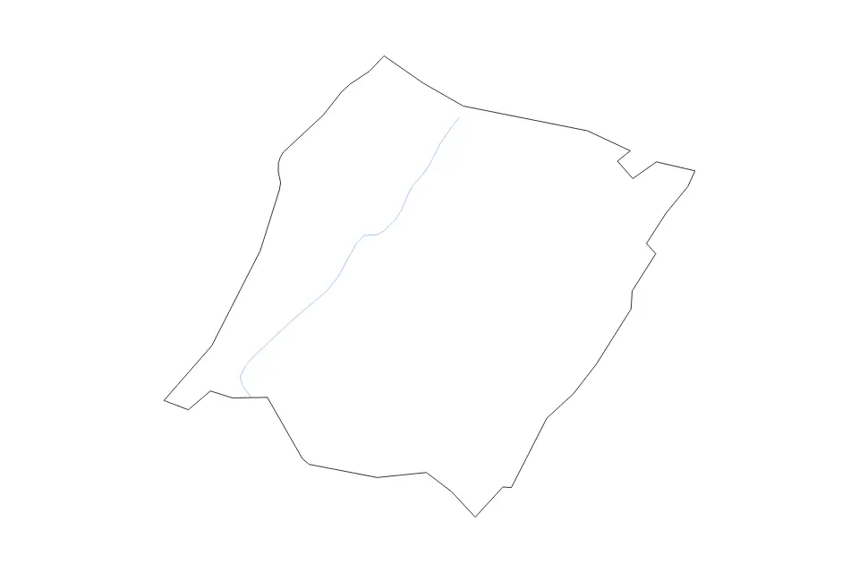 Outline map of Bath County, Virginia with subdivision borders and rivers.