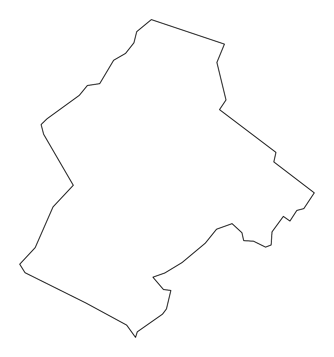Mapa de contorno de Botetourt, Virginia con ríos.