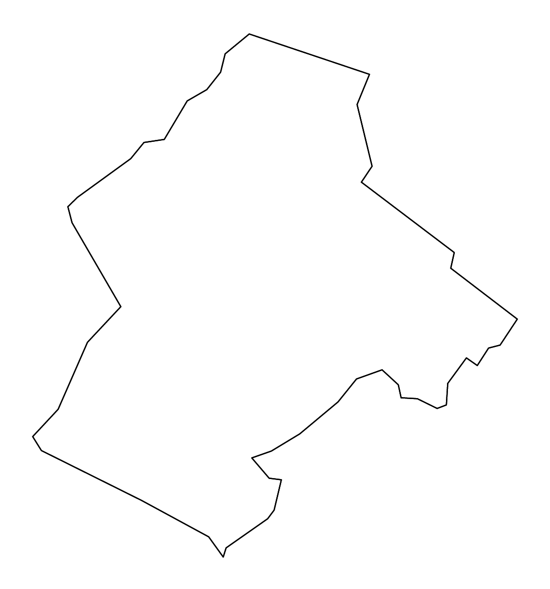 Carte de contour de Botetourt, Virginia avec rivières.