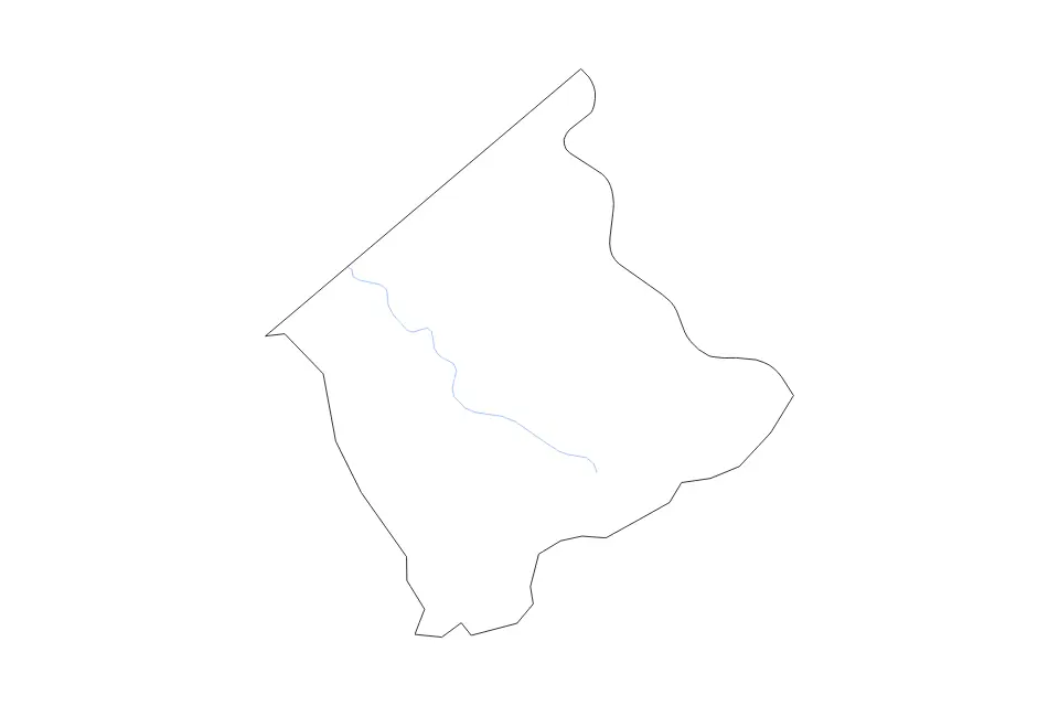Outline map of Buchanan County, Virginia with subdivision borders and rivers.