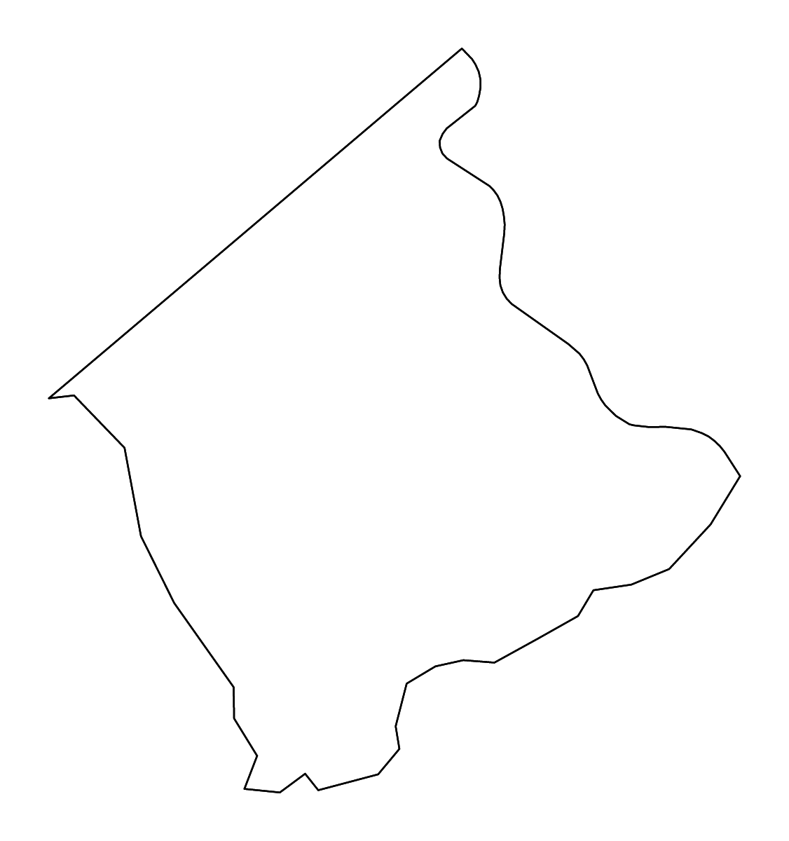 Carte de contour de Buchanan, Virginia avec rivières.