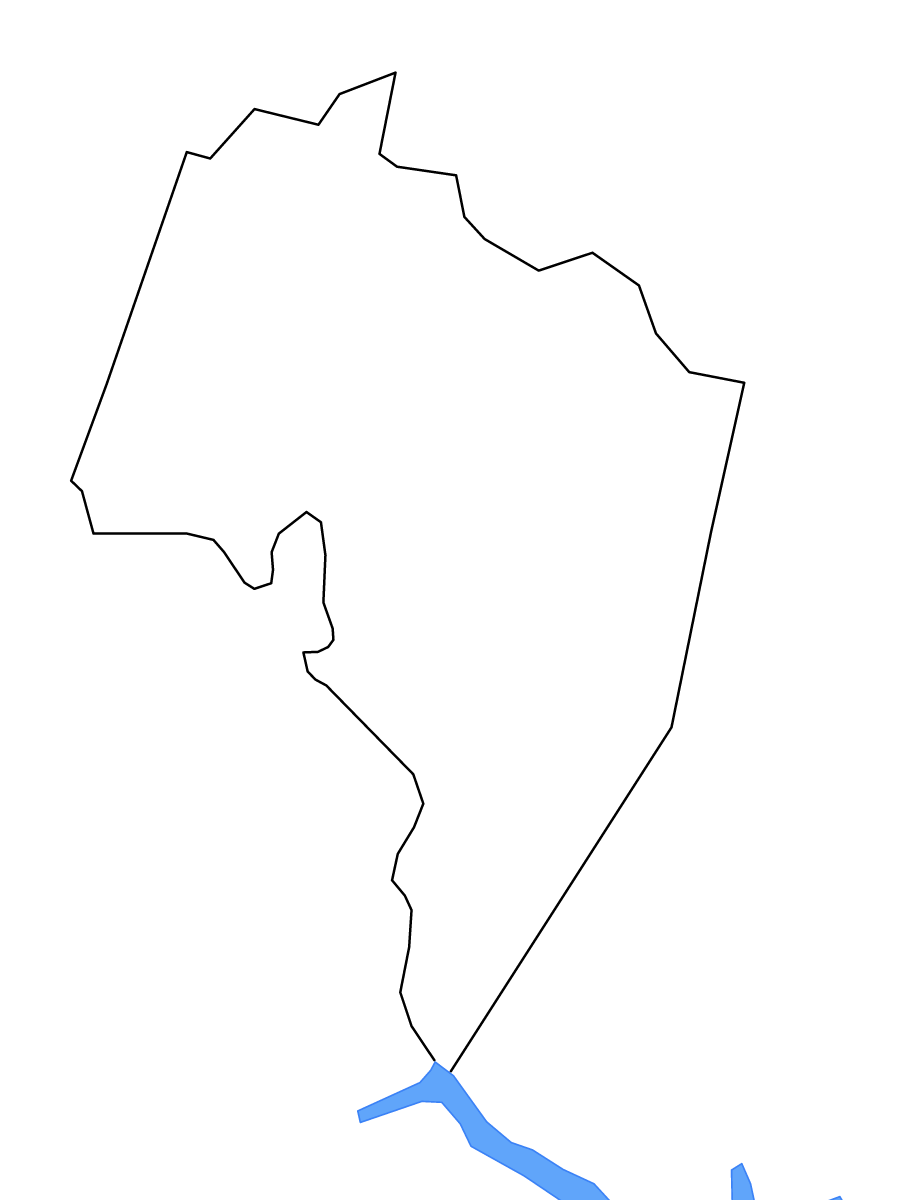 Carte de contour de Charlotte, Virginia avec lacs et rivières.
