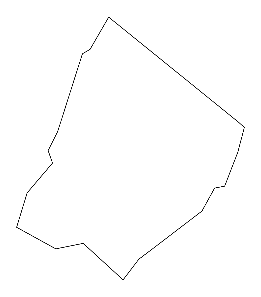 Outline map of Clarke County, Virginia with rivers.