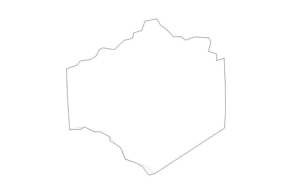 Outline map of Dinwiddie County, Virginia with subdivision borders and rivers.