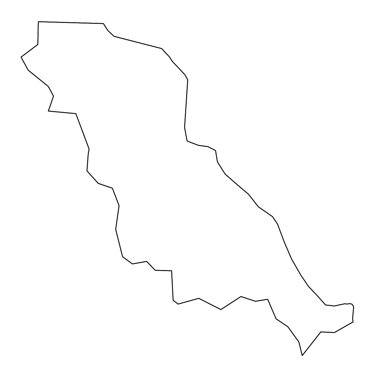 Outline map of Essex County, Virginia with rivers.