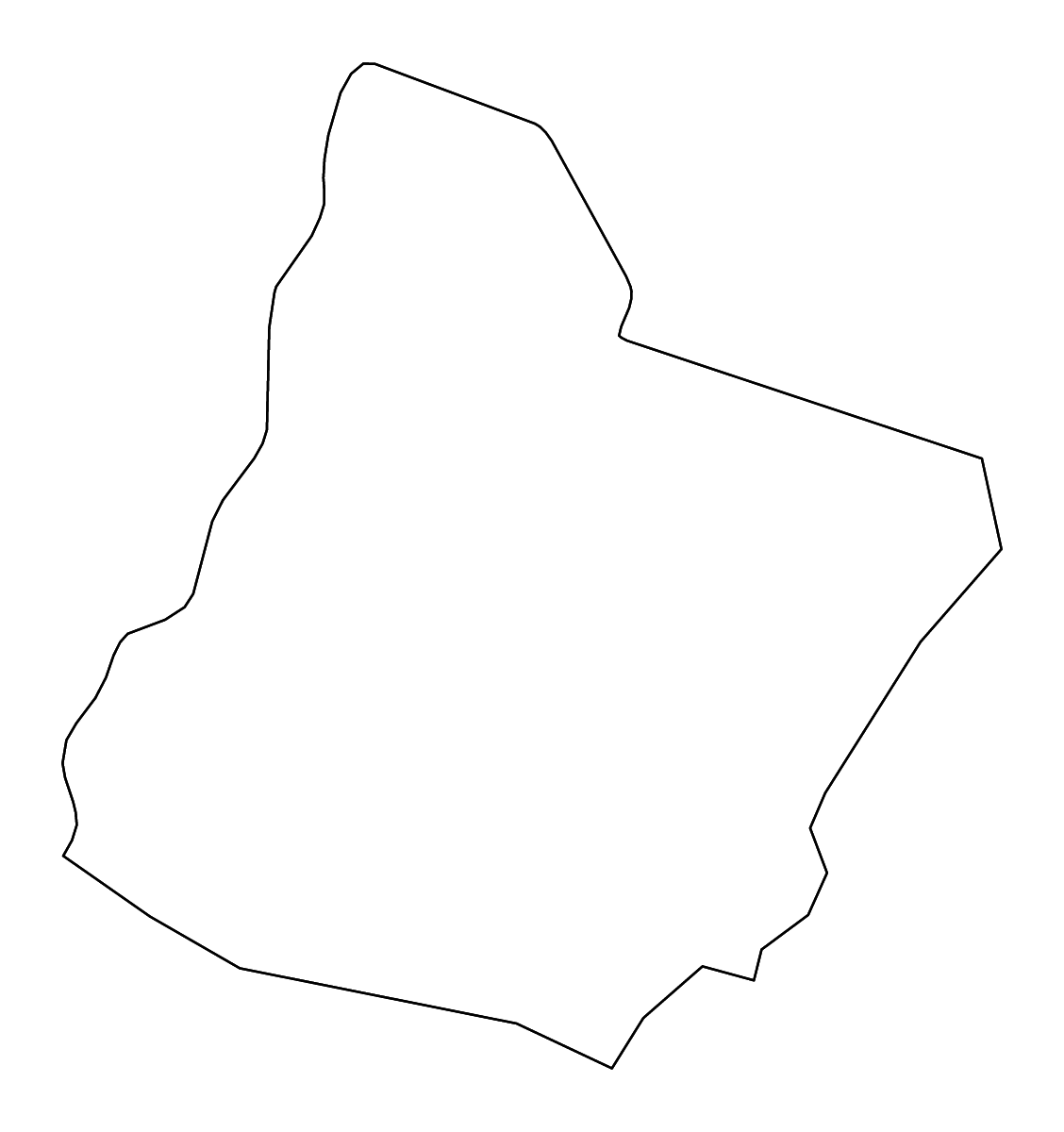 Mapa de contorno de Highland, Virginia con ríos.