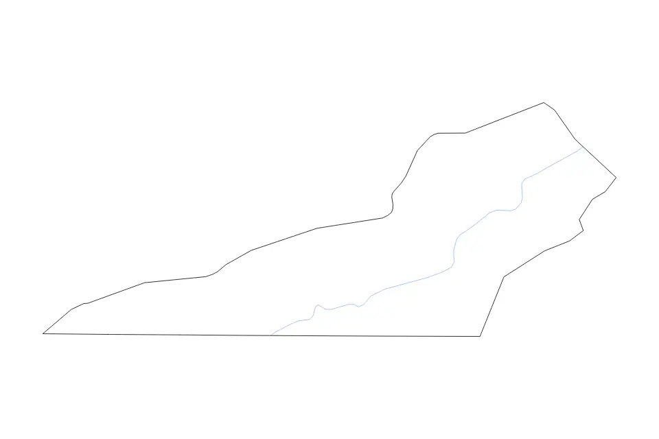 Outline map of Lee County, Virginia with subdivision borders and rivers.
