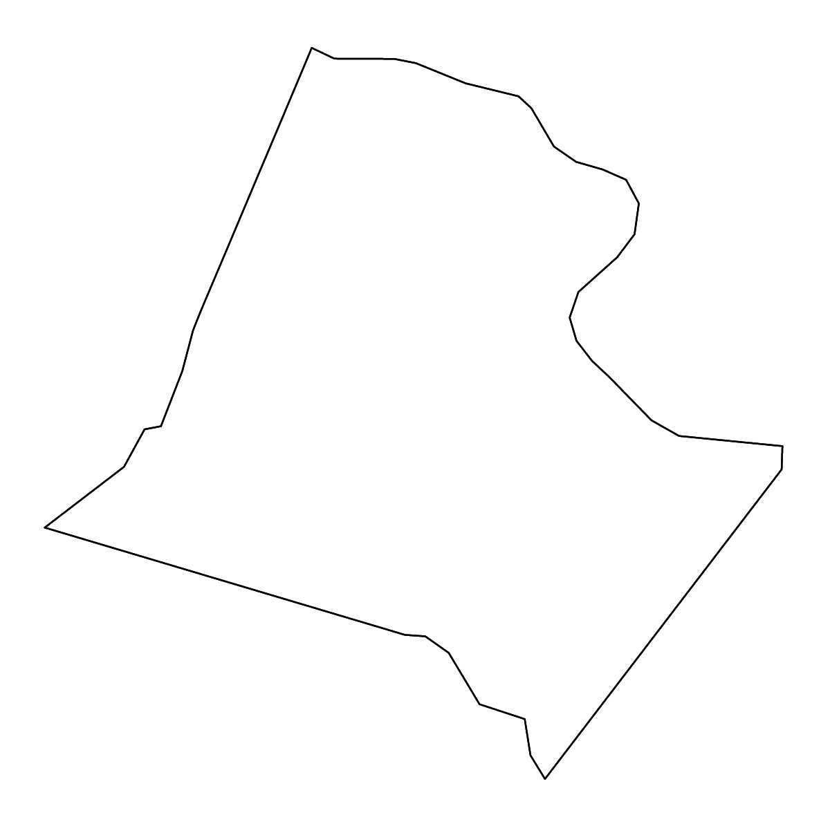 Outline map of Loudoun County, Virginia with rivers.