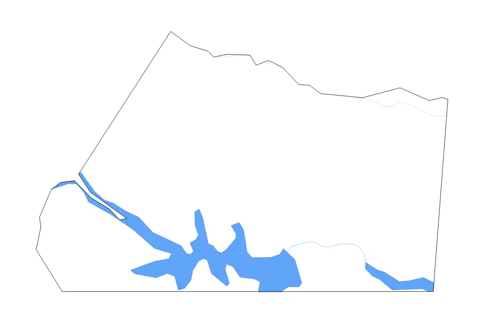 Mapa de Mecklenburg, Virginia de tipo contorno, lagos y ríos para América del Norte, con contorno, lagos y ríos con elementos de agua como Lake Gaston y John H. Kerr Reservoir.