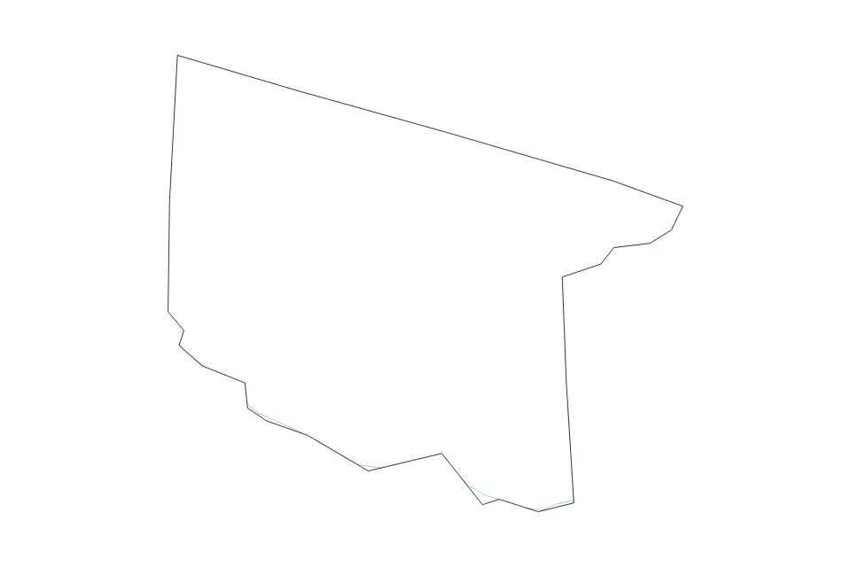 Outline map of Nottoway County, Virginia with subdivision borders and rivers.