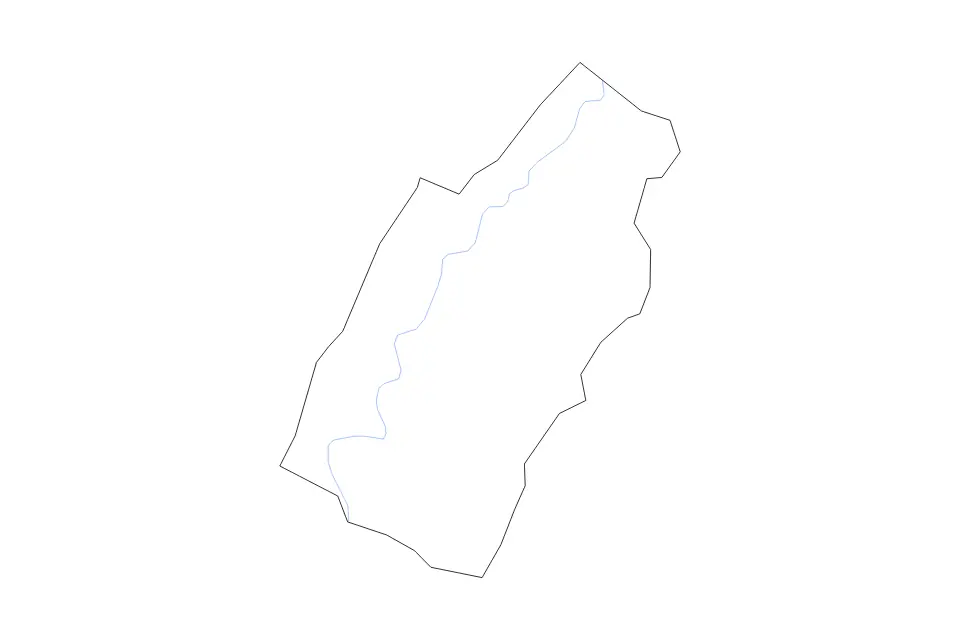 Outline map of Page County, Virginia with subdivision borders and rivers.