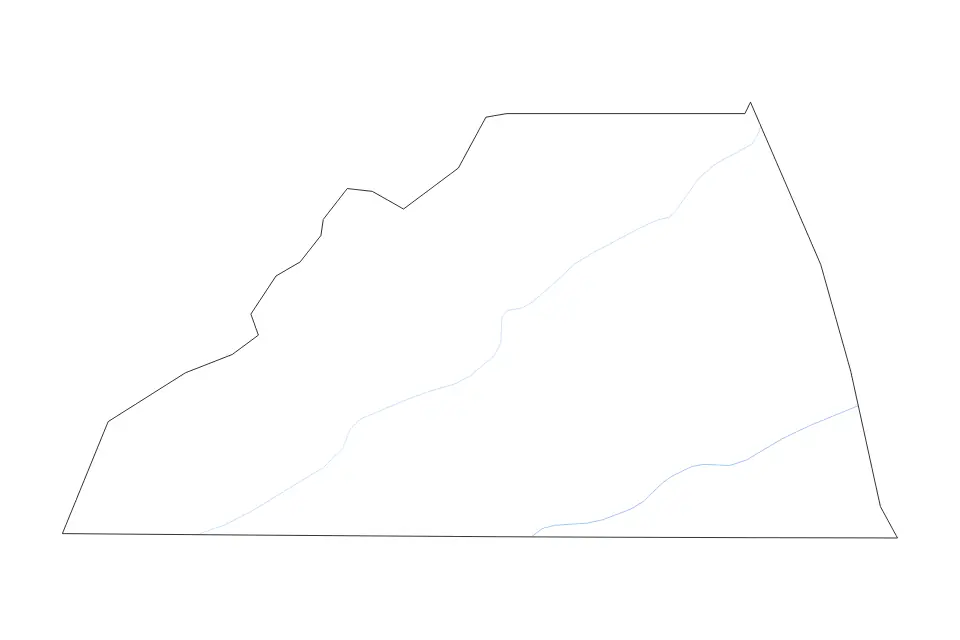 Outline map of Scott County, Virginia with subdivision borders and rivers.