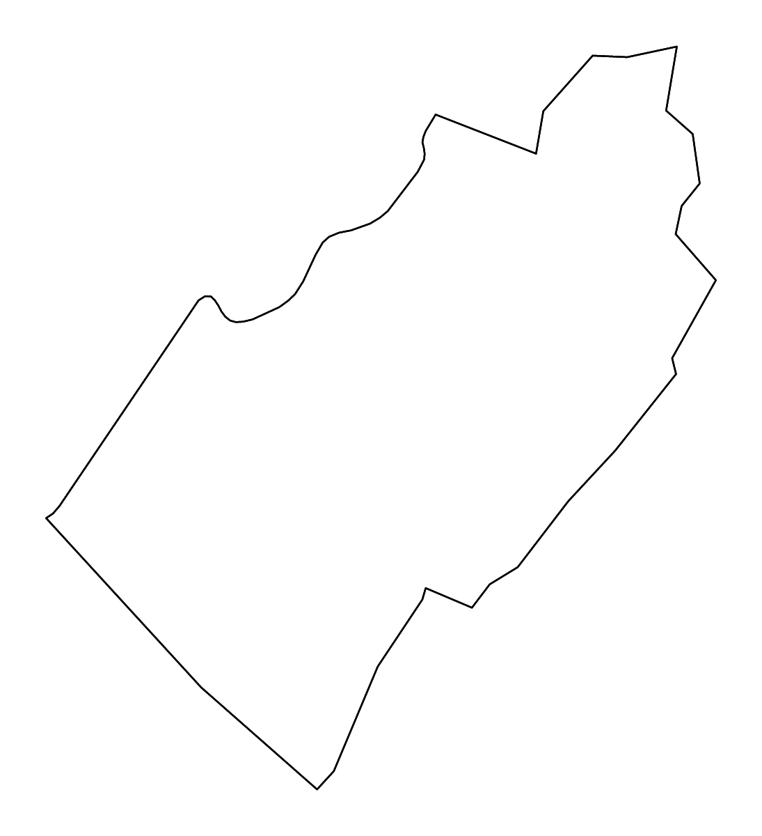 Mapa de contorno de Shenandoah, Virginia con ríos.