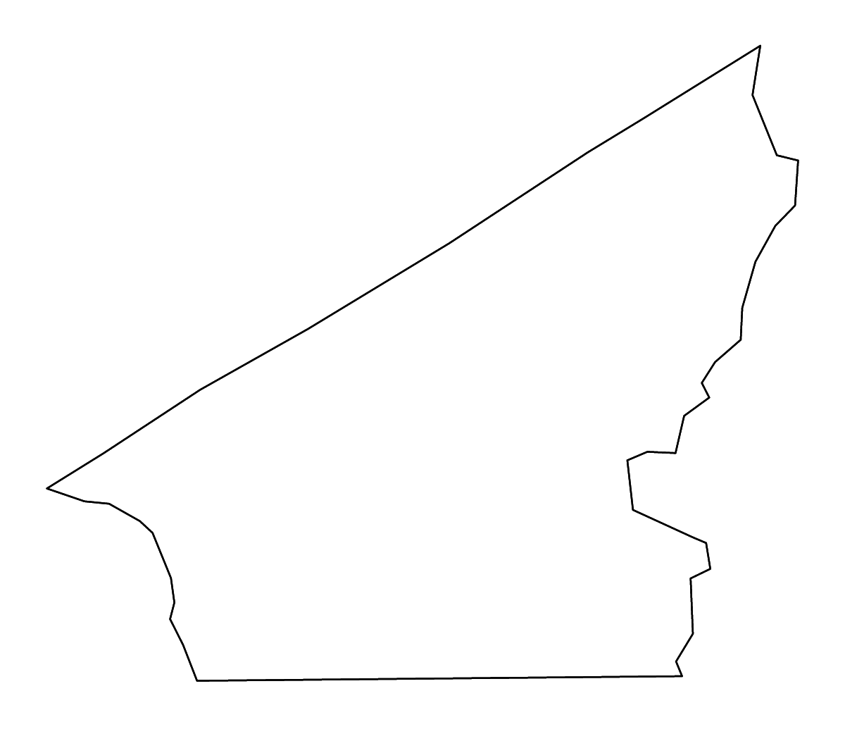 Mapa de contorno de Southampton, Virginia con ríos.