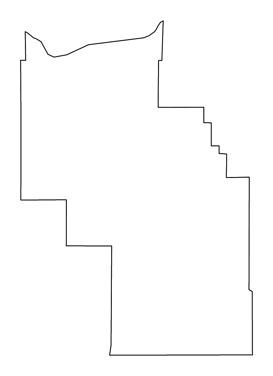 Mapa de contorno de Columbia, Washington con ríos.