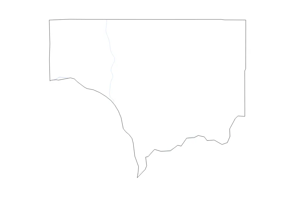 Carte de Cowlitz, Washington de type contour et rivières pour Amérique du Nord, montrant contour et rivières avec des limites nettes.