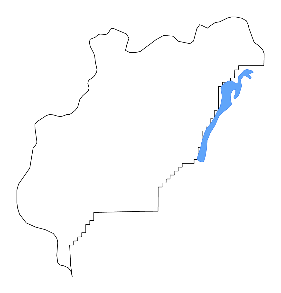 Mapa de contorno de Douglas, Washington con lagos y ríos.